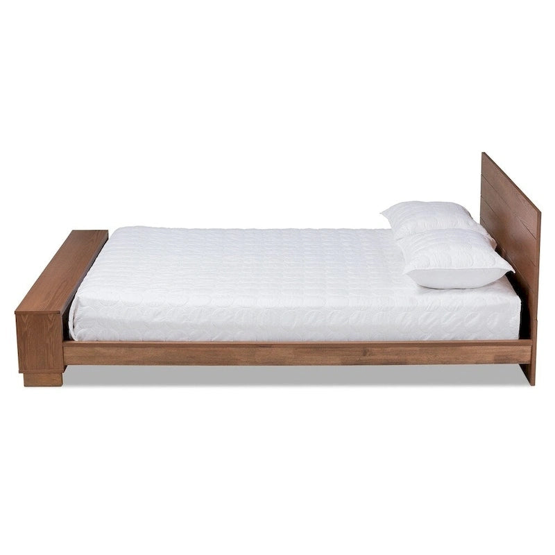 Carbon Loft Dehaney Ash Walnut Finish Platform Bed with Shelves