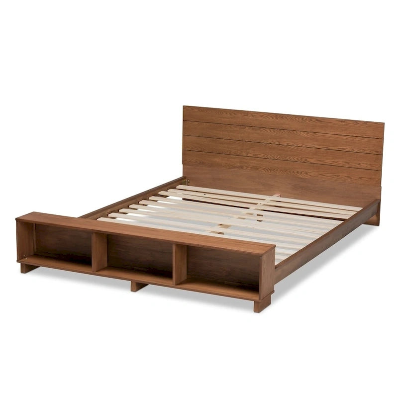 Carbon Loft Dehaney Ash Walnut Finish Platform Bed with Shelves