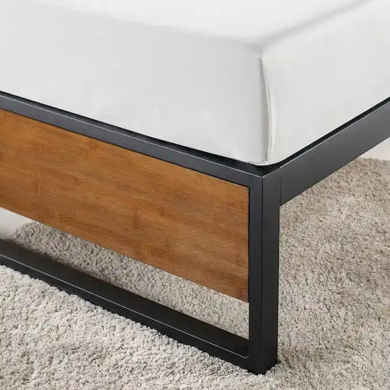 Priage by ZINUS GOOD DESIG Winner 14 Inch Brown Metal and Bamboo Platforma Bed