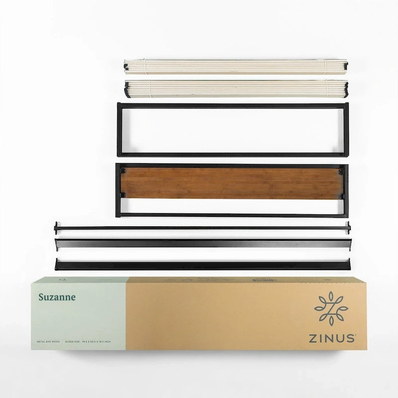 Priage by ZINUS GOOD DESIG Winner 14 Inch Brown Metal and Bamboo Platforma Bed