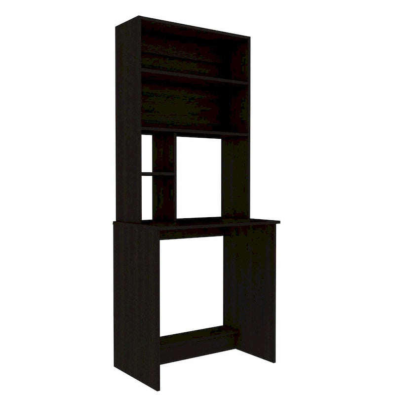 FM Furniture Sawgrass Writing Computer Desk with 5 Open Shelves and Hutch