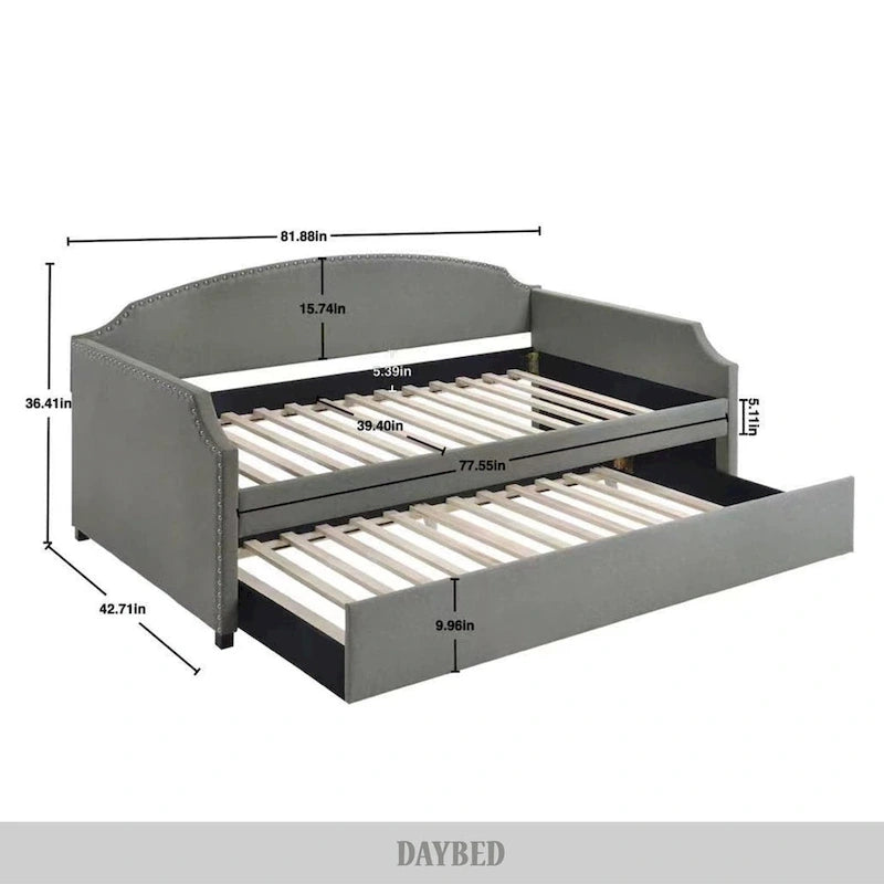 CraftPorch Minimalist Linen Upholstered Twin Daybed with Trundle