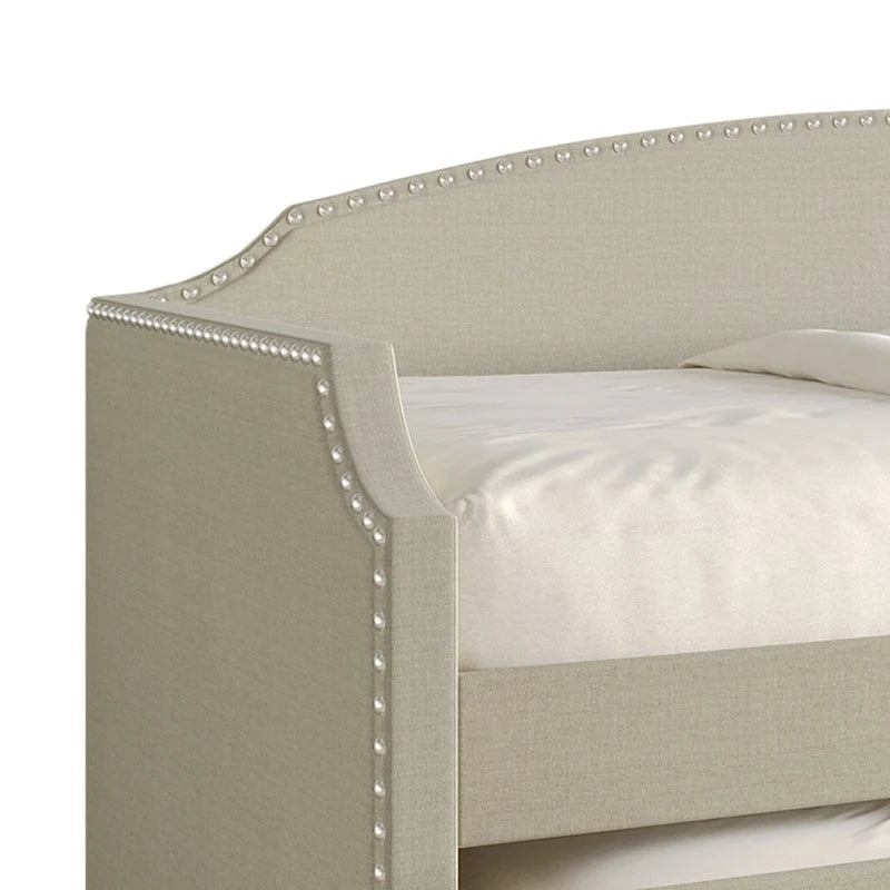 CraftPorch Minimalist Linen Upholstered Twin Daybed with Trundle