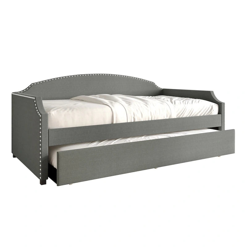 CraftPorch Minimalist Linen Upholstered Twin Daybed with Trundle