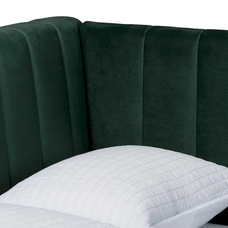 Oksana Light Grey Velvet with Goldtone Legs Daybed