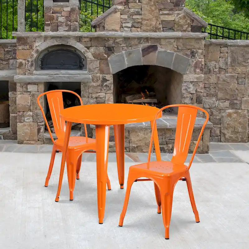 30-inch Round Metal Indoor-Outdoor Table Set