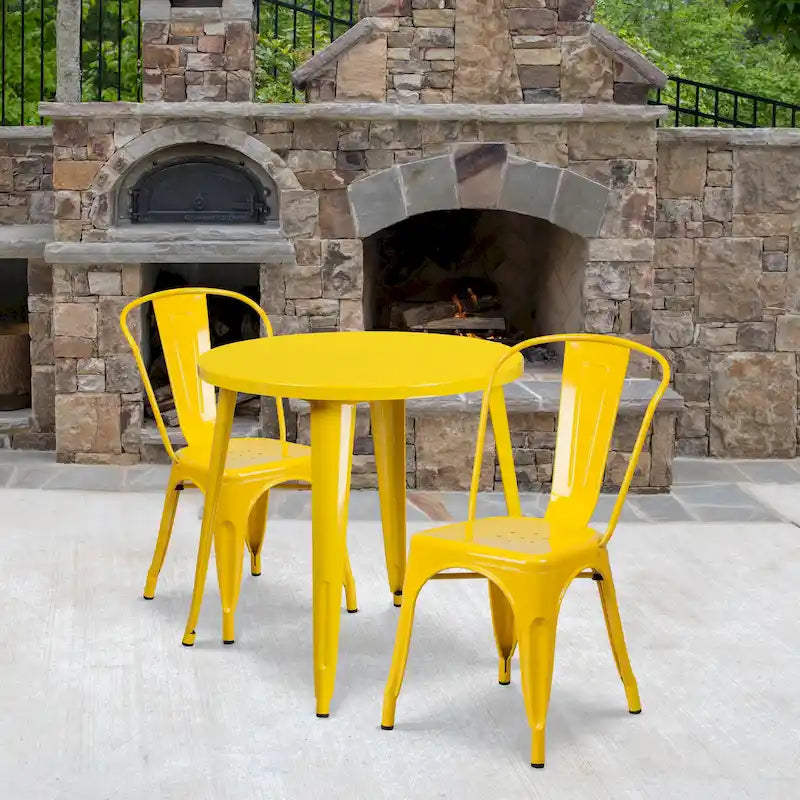 30-inch Round Metal Indoor-Outdoor Table Set