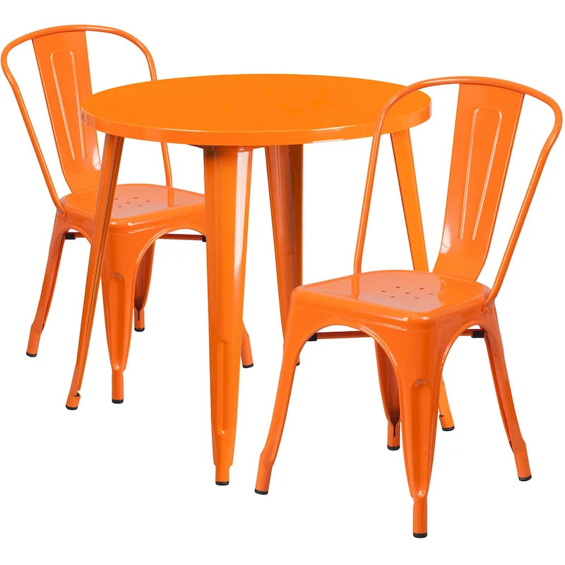30-inch Round Metal Indoor-Outdoor Table Set