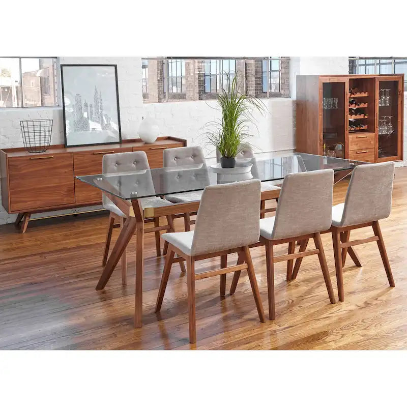 Rye Studio Waldorf Modern Glass Dining Table