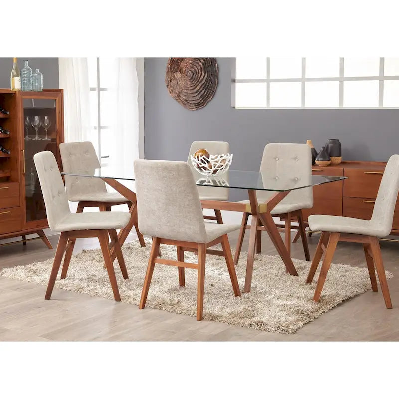 Rye Studio Waldorf Modern Glass Dining Table
