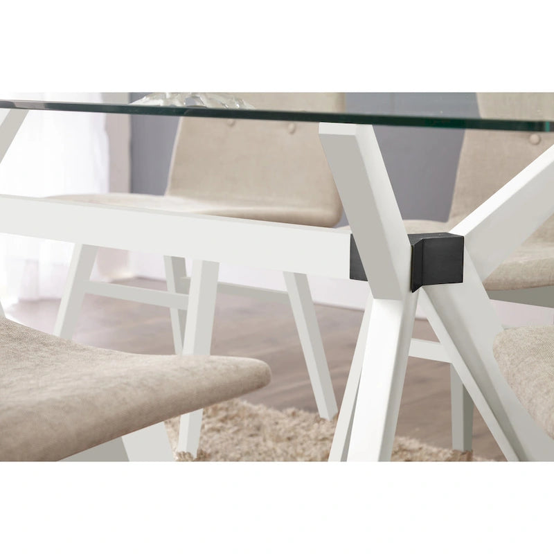 Rye Studio Waldorf Modern Glass Dining Table