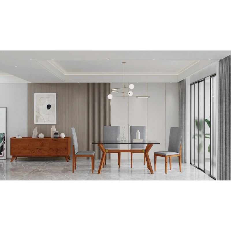 Rye Studio Waldorf Modern Glass Dining Table