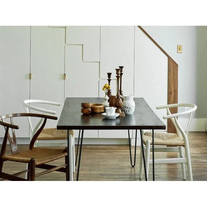 Red Modern Wood Elbow Chair Open Y Back Contemporary For Kitchen Dining Room With Woven Seat