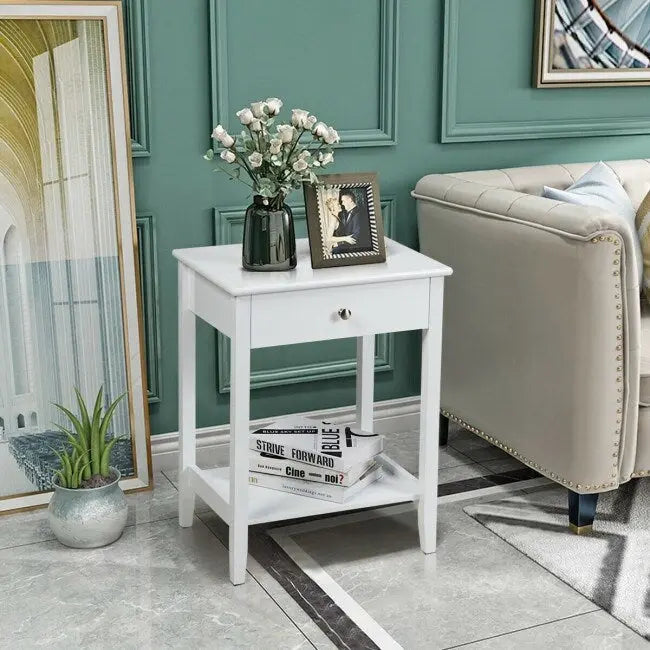 Wooden Nightstand End Table Storage Display