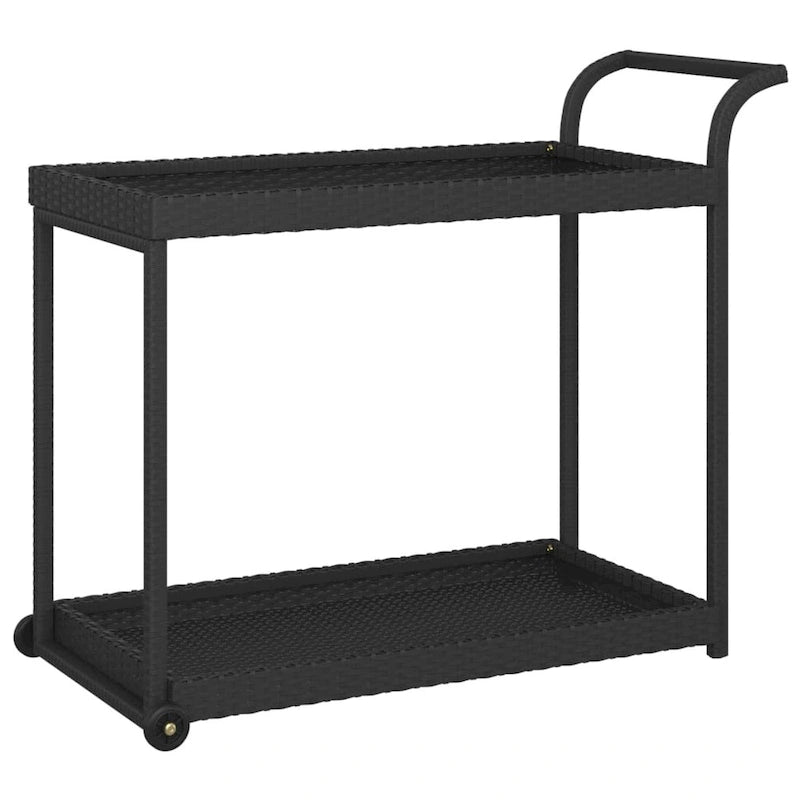 vidaXL Outdoor Bar Cart 2-Tier Serving Cart Rolling Utility Cart PE Rattan - 39.4 x 17.7 x 32.7