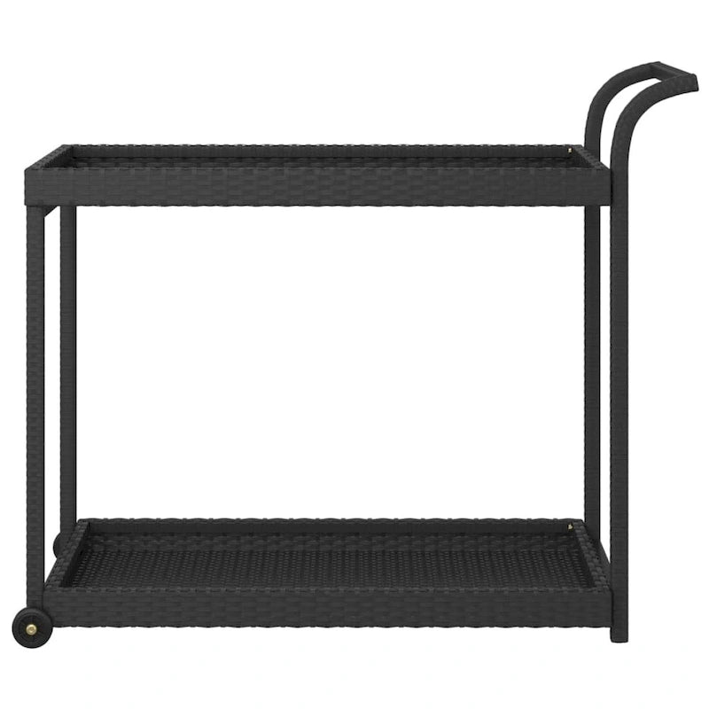 vidaXL Outdoor Bar Cart 2-Tier Serving Cart Rolling Utility Cart PE Rattan - 39.4 x 17.7 x 32.7