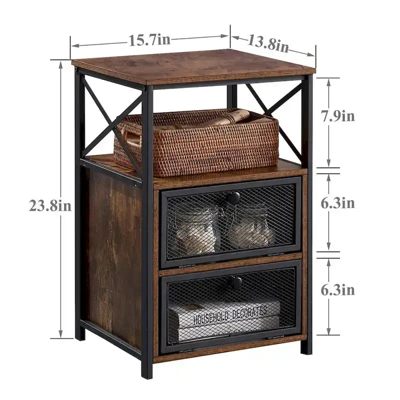 Taomika 3-pieces Industrial Modern Bed Frame and Nightstands Set