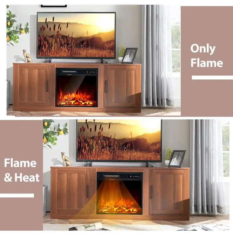 Costway 58 Fireplace TV Stand Entertainment Console W/ 18 Electric