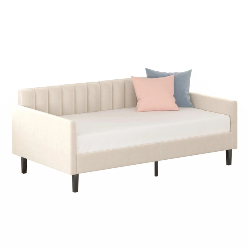 Upholstered Daybed with Tufted Backrest, Twin Size
