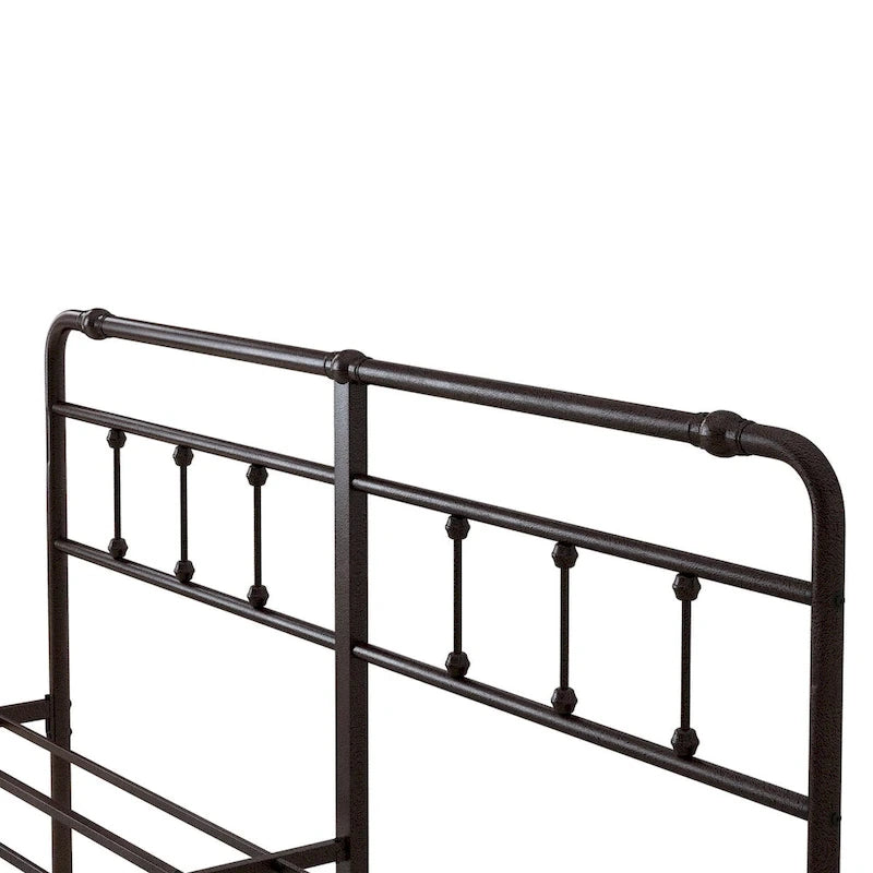 Metal Platform Bed Frame with Wrought Iron-Art Headboard/Footboard