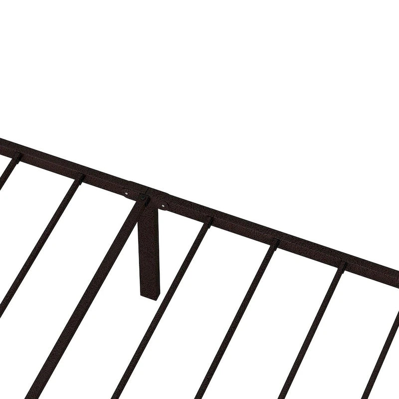 Metal Platform Bed Frame with Wrought Iron-Art Headboard/Footboard