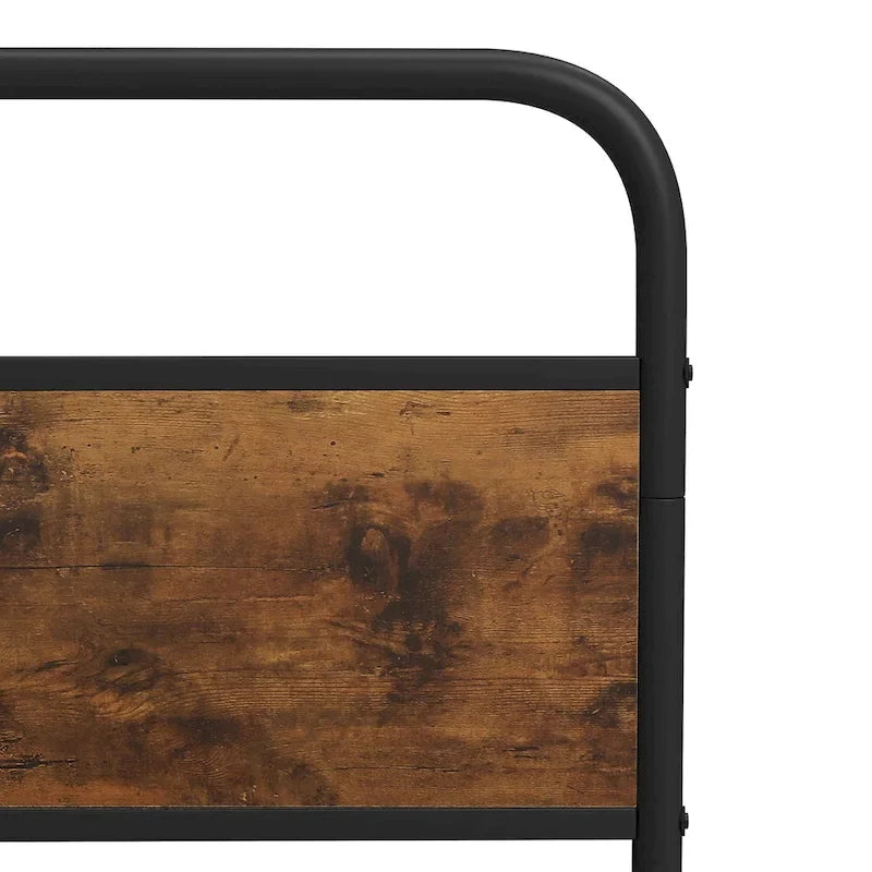 Moasis Metal Platform Bed Frame with Wooden Headboard