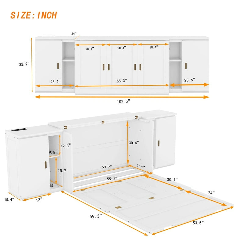 QW Full Size Murphy Bed with Shelves