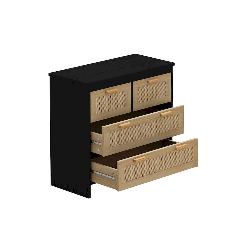 4 Drawers Rattan Cabinet, for Bedroom, Living Room, Hallways