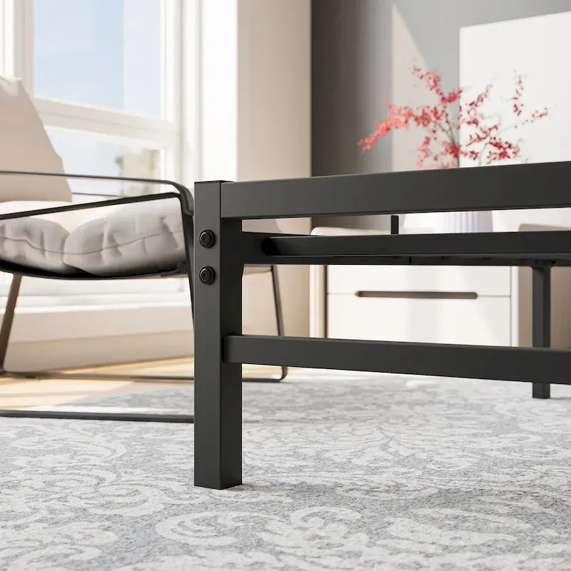 Queen Size Platform Bed Frame with Rustic Vintage Wood Headboard, Strong Metal Slats Support Mattress Foundation