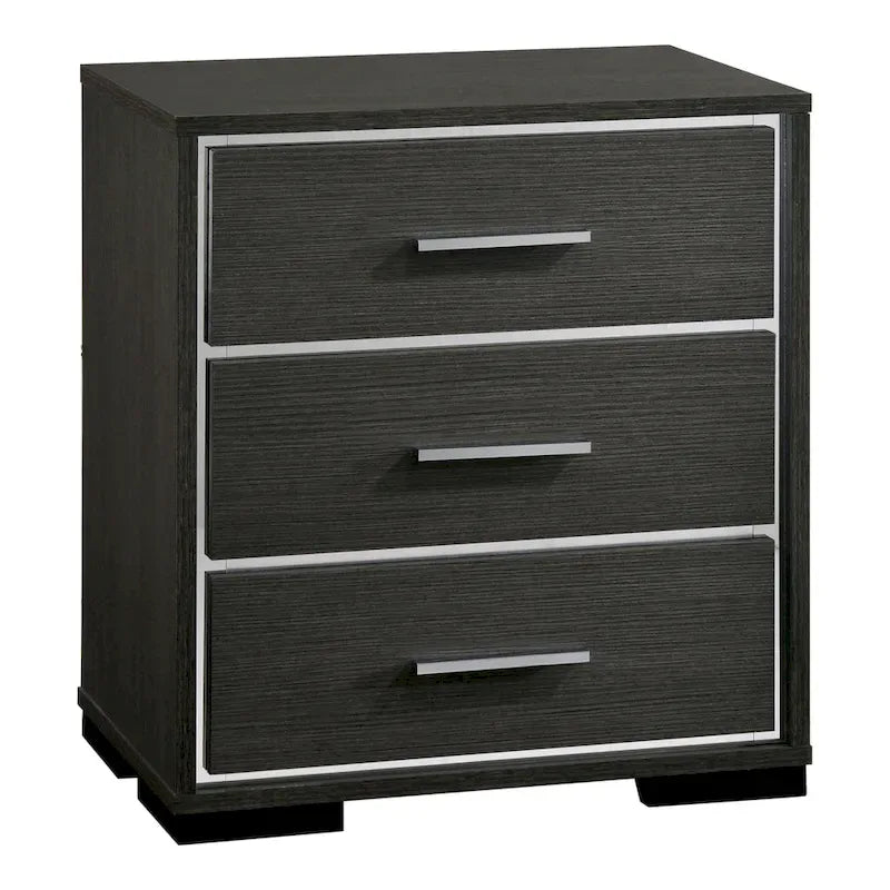 Furniture of America Kastela Contemporary Grey 3-Piece Panel Bed, Nightstand and Dresser Set with LED and USB Ports