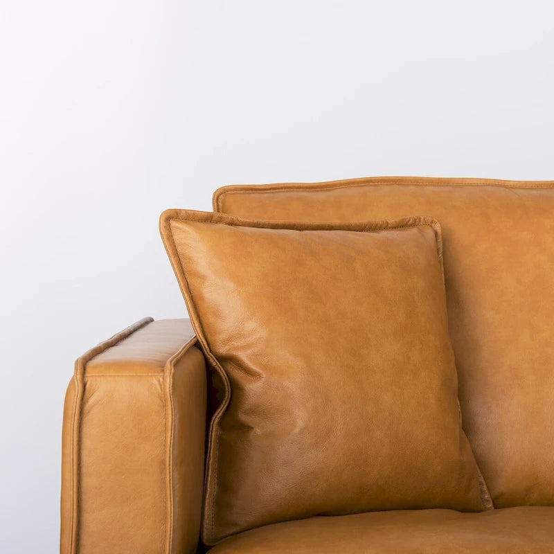 D'Arcy Tan Leather Chaise Sectional - 72.8L x 39.4W x 33.9H