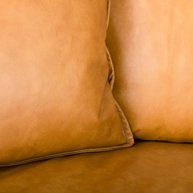 D'Arcy Tan Leather Chaise Sectional - 72.8L x 39.4W x 33.9H