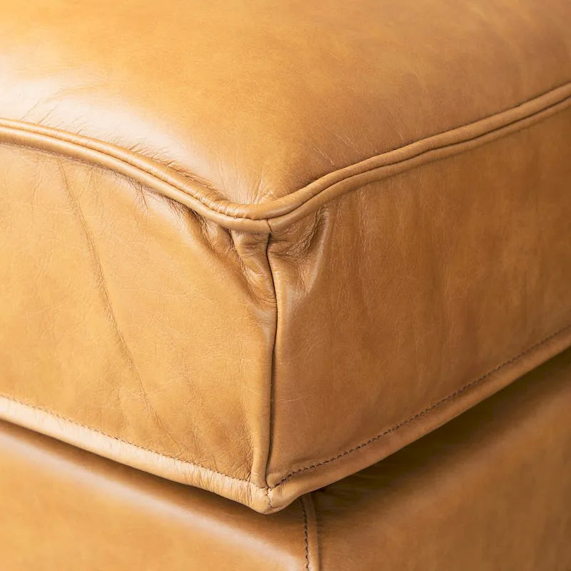 D'Arcy Tan Leather Chaise Sectional - 72.8L x 39.4W x 33.9H