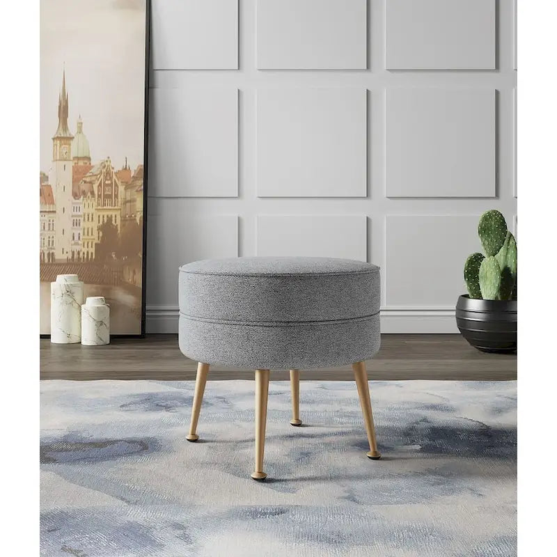 Manhattan Comfort Bailey Mid Century Modern Woven Upholstered Round Ottoman