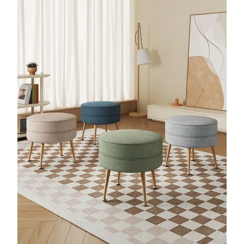 Manhattan Comfort Bailey Mid Century Modern Woven Upholstered Round Ottoman