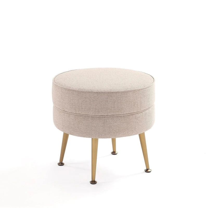 Manhattan Comfort Bailey Mid Century Modern Woven Upholstered Round Ottoman