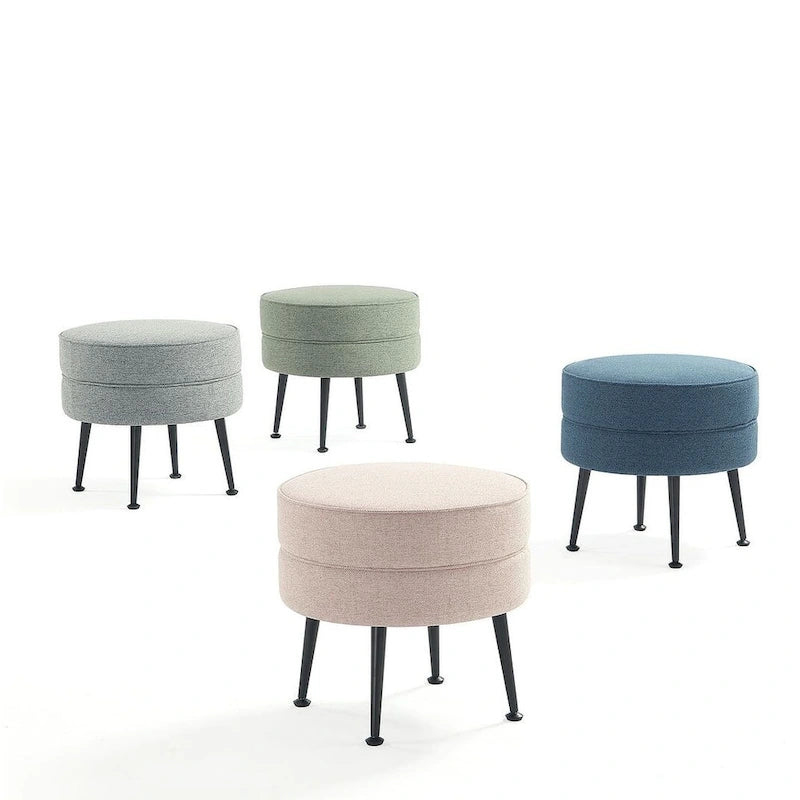 Manhattan Comfort Bailey Mid Century Modern Woven Upholstered Round Ottoman
