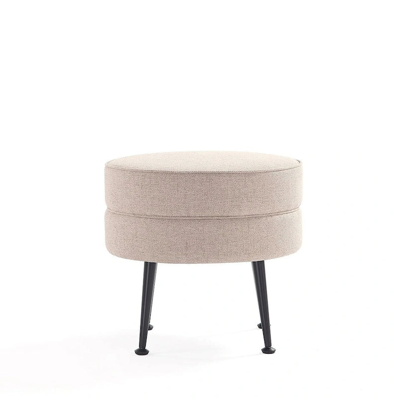 Manhattan Comfort Bailey Mid Century Modern Woven Upholstered Round Ottoman
