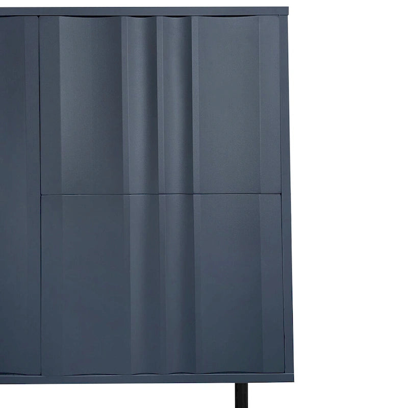 Wave Pattern Storage Cabinet with 2 Doors and 2 Drawers, Adjustable, Suitable for Study,Entrance and Living Room