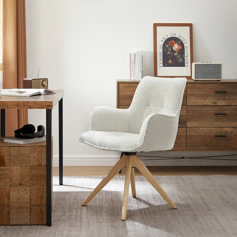 Art Leon Swivel Wood Accent Arm Chair