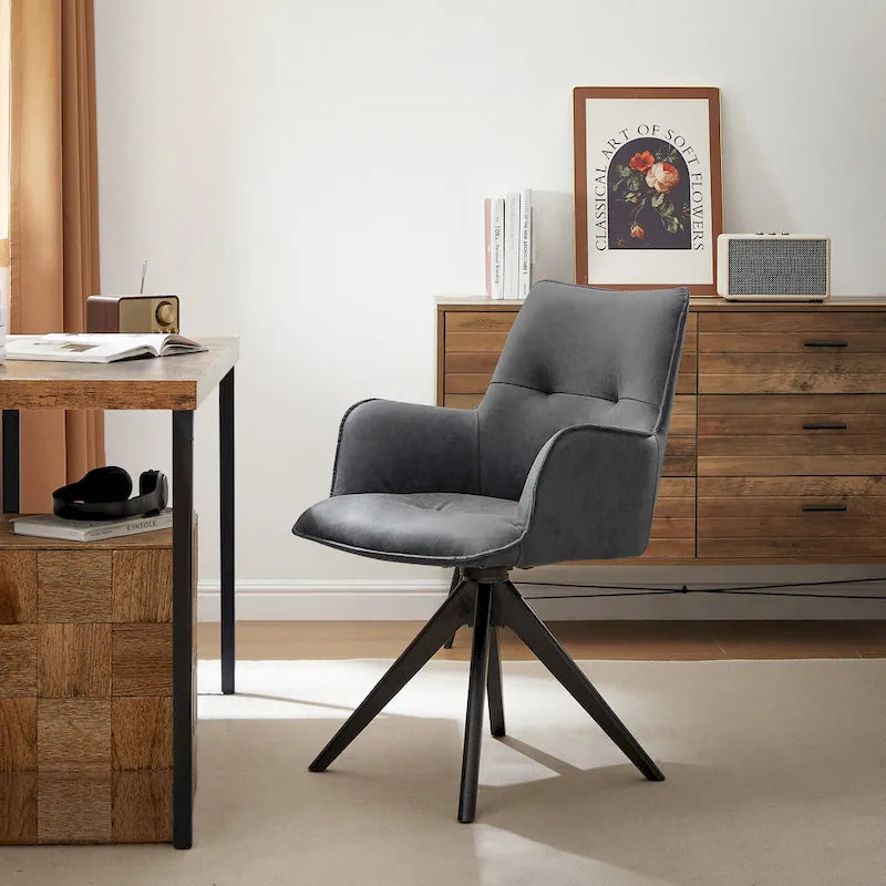 Art Leon Swivel Wood Accent Arm Chair