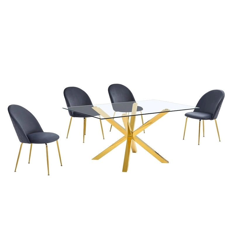 Best Quality Furniture Contemporary Glass 5-pc Dining Set