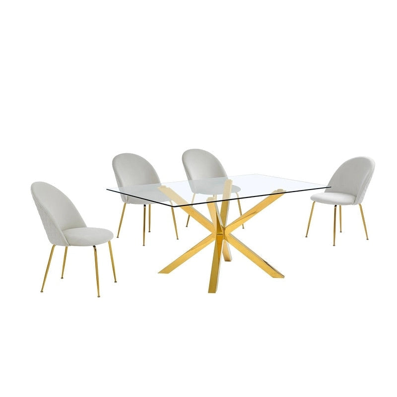 Best Quality Furniture Contemporary Glass 5-pc Dining Set