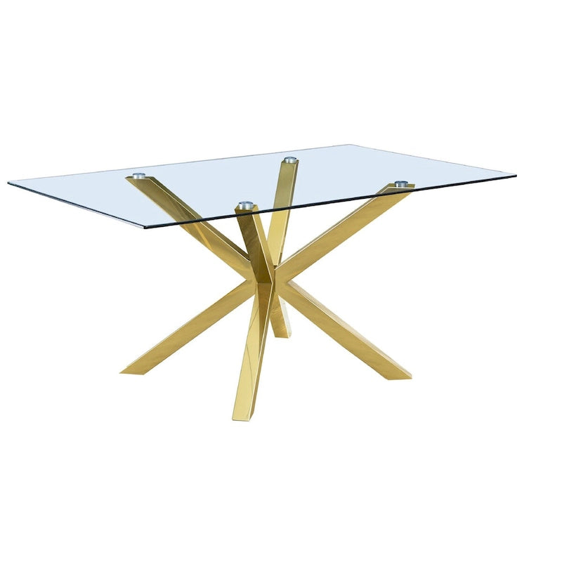 Best Quality Furniture Contemporary Glass Dining Set w/ Rings