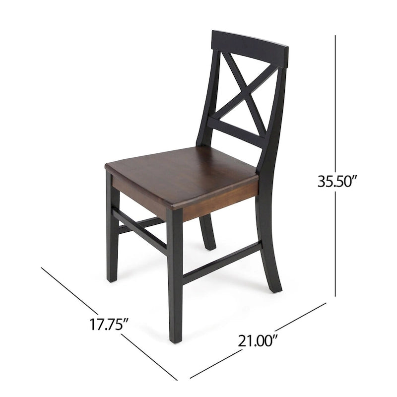 Roshan Farmhouse Acacia Wood Dining Chairs set of 2