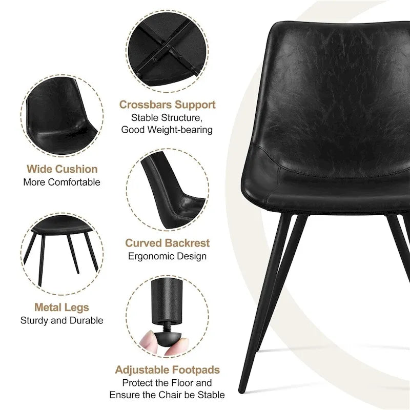 Yaheetech 2PCS Faux Leather Dining Chairs With Metal Legs - N/A