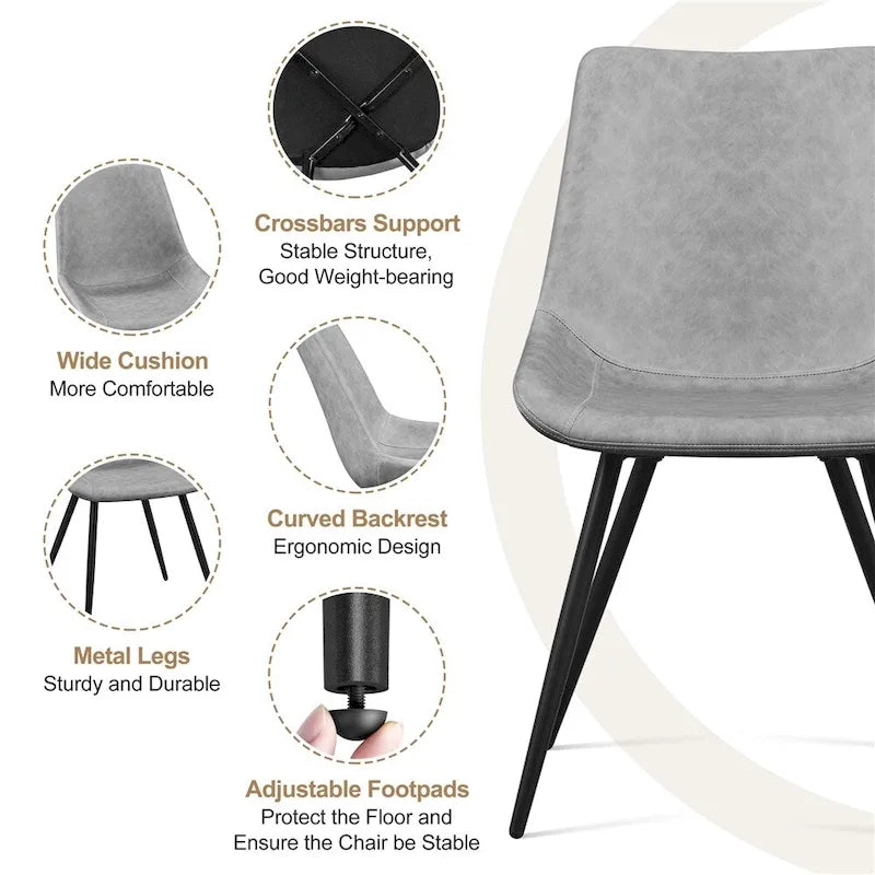 Yaheetech 2PCS Faux Leather Dining Chairs With Metal Legs - N/A