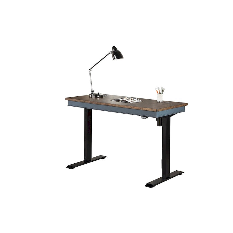 Farmhouse Electric Sit/Stand Desk, Height Adjustable Table, Blue