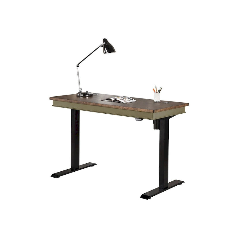 Farmhouse Electric Sit/Stand Desk, Height Adjustable Table, Blue