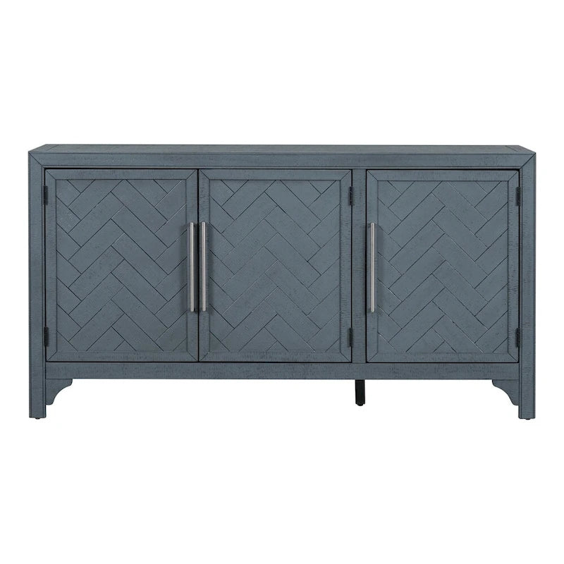 Wood Storage Cabinet Sideboard with Adjustable Shelves and 3 Doors
